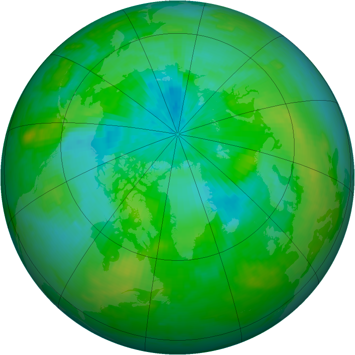 Arctic ozone map for 19 August 1984
